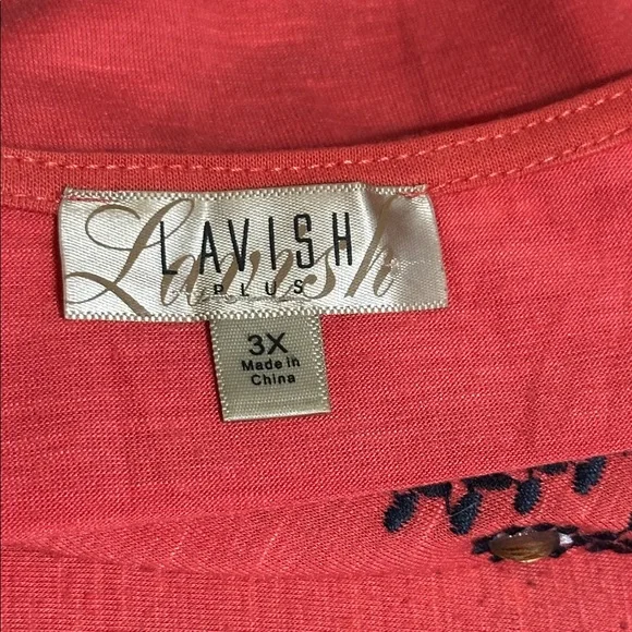 Women’s Lavish Plus Embroidery & Embellishments Top / Blouse 3X - Picture 5 of 7